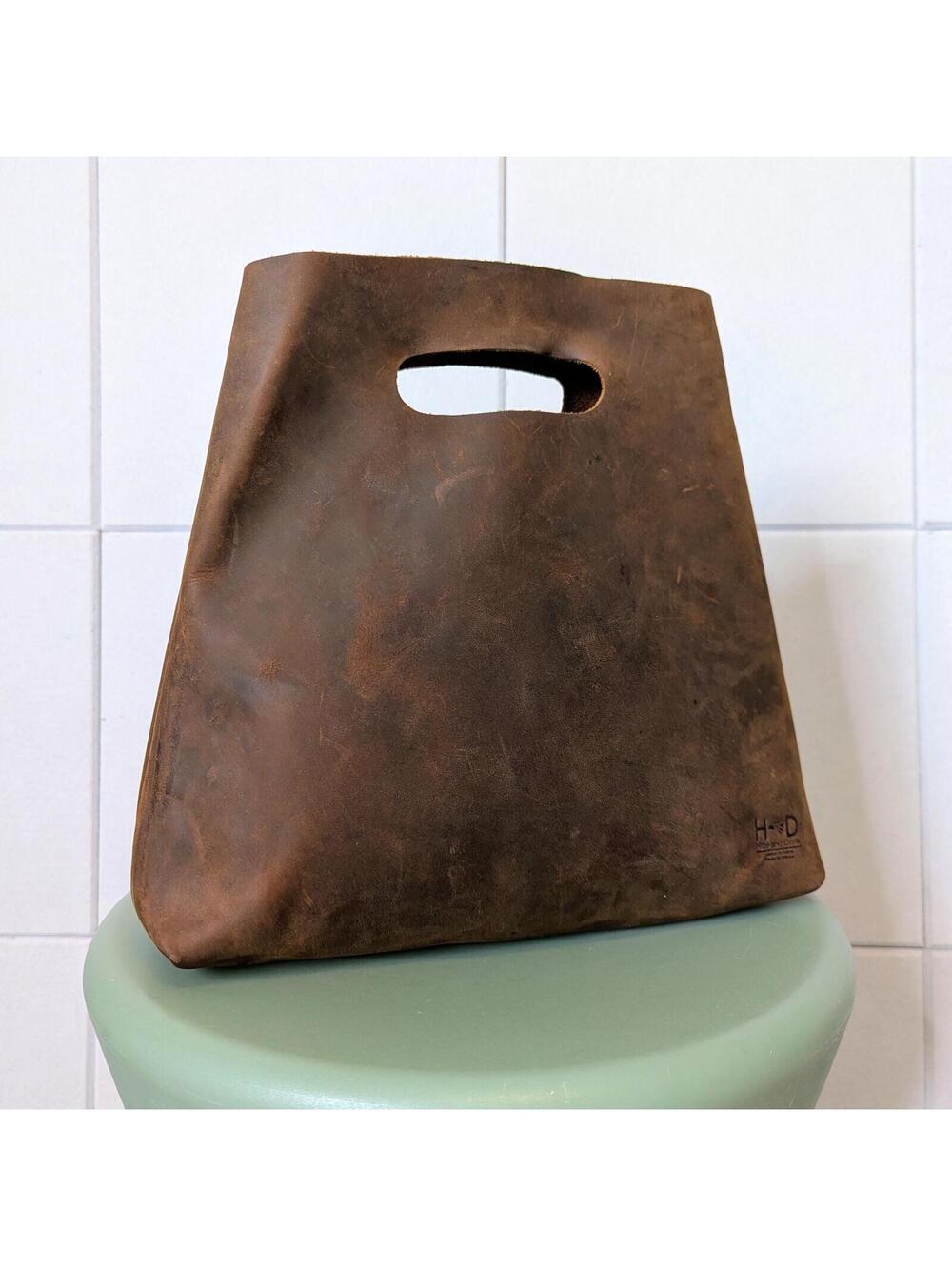 Hide & Drink minimalist full grain leather mini tote bag